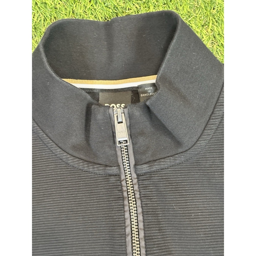 Hugo Boss Shepherd Jacket Men's Large Black Zip Up Woven Side Panels Designer - Picture 5 of 16